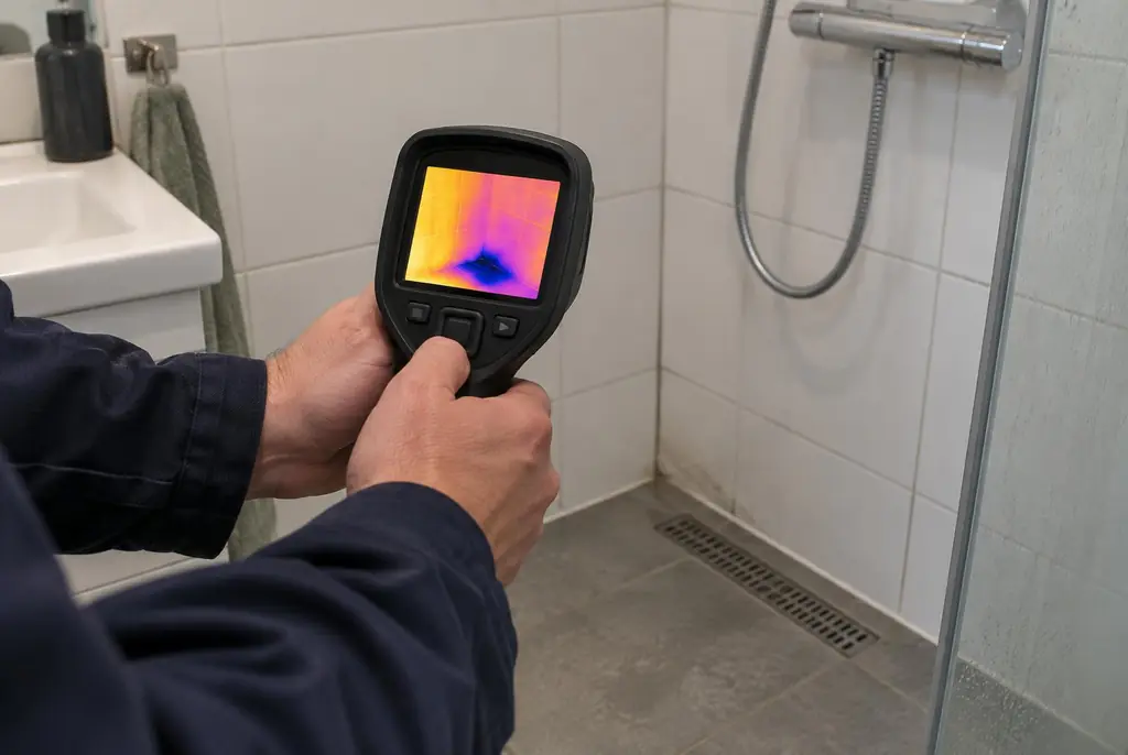 Lekdetectie Boskoop – lekdetectiespecialist met warmtebeeldcamera in een badkamer