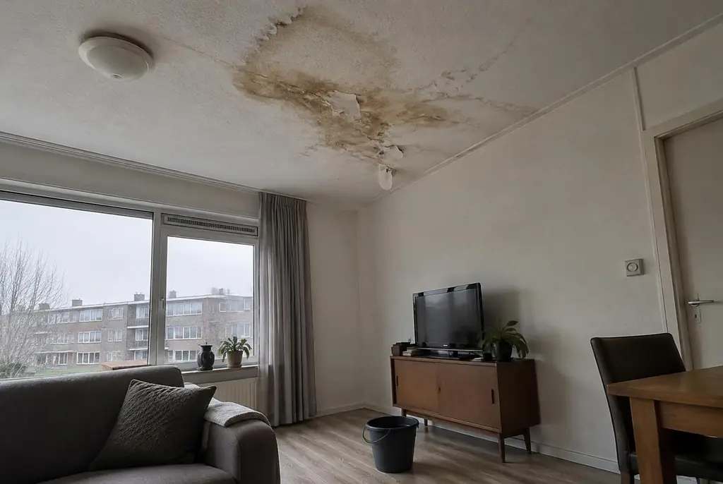 Lekdetectie Boskoop – vochtplek op het plafond onder een badkamer